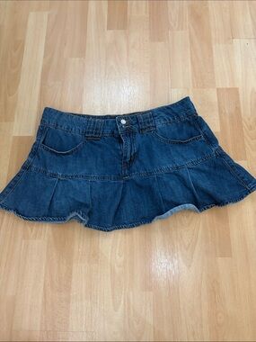 Aeropostale Dark Blue Denim Ruffled Mini Skirt